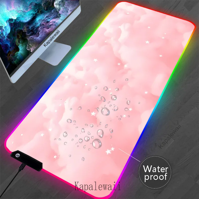 

RGB Kawaii Mousepad LED New HD Print Mouse Pad Computer Mouse Mat Speed Keyboard Pads Office Natural Rubber Waterproof Desk Mat