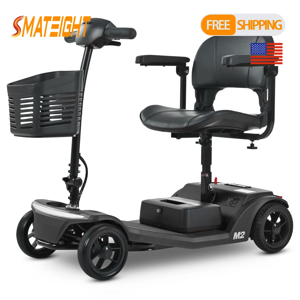 

250W Folding Mobility Scooter Long Range 15 Miles Removable Battery Electric Scooter 330lbs Capacity LED Headlight for Adults