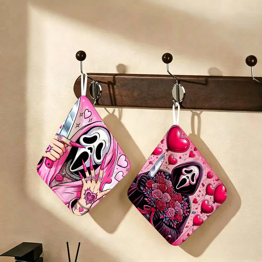 S-SCREAMS Horror Movie Multi-scene Polyester Cotton Towel, Hanging Hand Wiping Cloth for Kitchen Bathroom Hotel