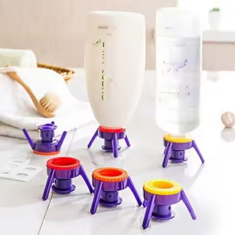 3/6/9pcs Toss It Bottle Stand Kit Leak-proof Inverted Liquid Lid Set Easy To Pour Kitchen Bathroom Upside Down Stand Cover