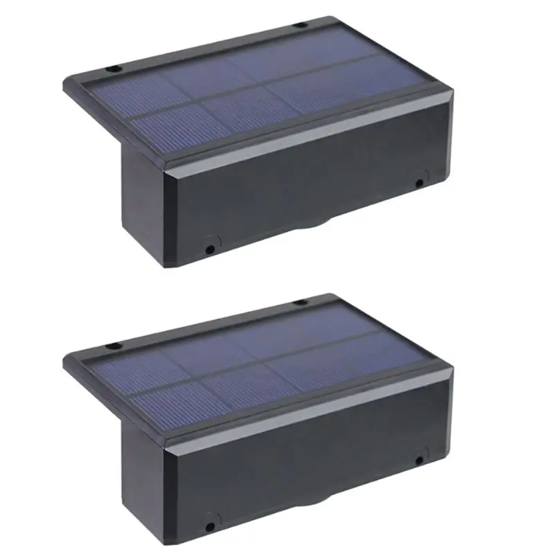 A84E-2Piece Solar Wall Light Sunlight Garden Fence Lamp LED Solar Stair Light Waterproof