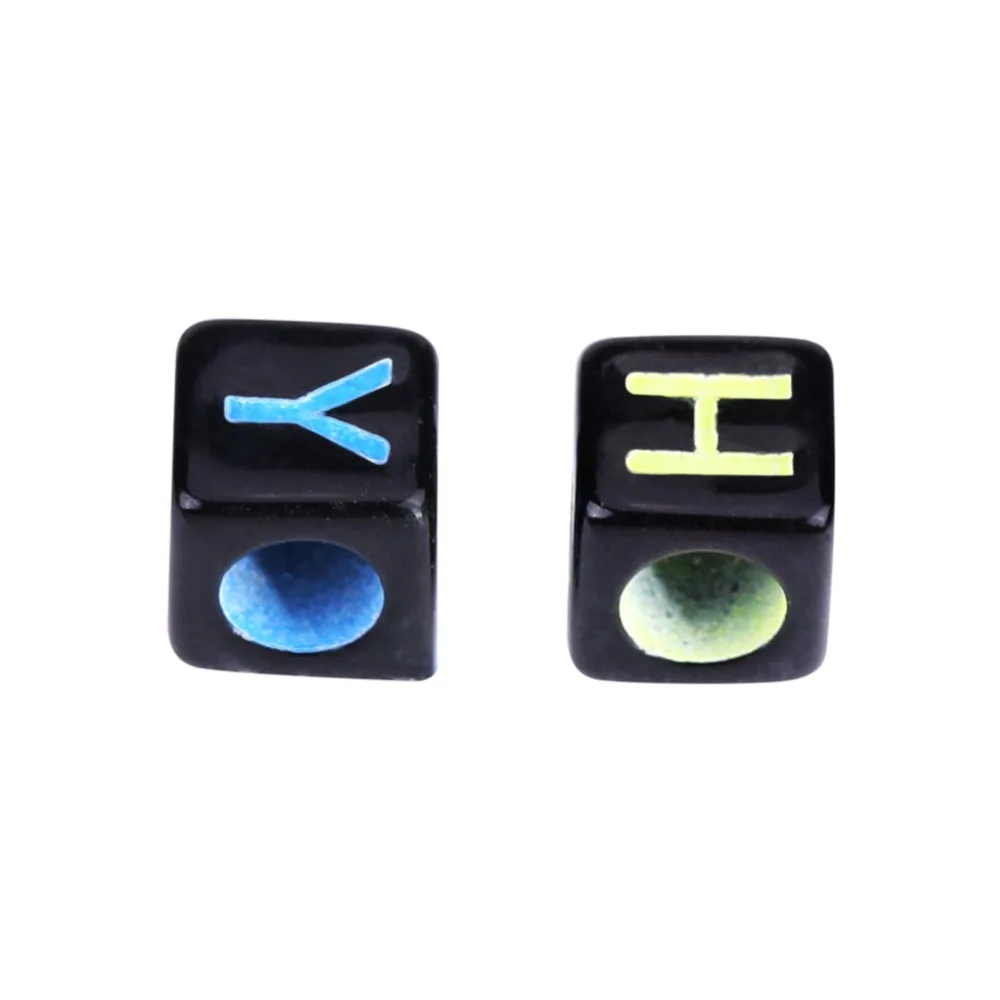 

500Pcs 6x6mm Cube Alphabet Letter Beads Colorful Letters Plastic Material Cube Alphabet Beads Black Color Mixed Letter Beads