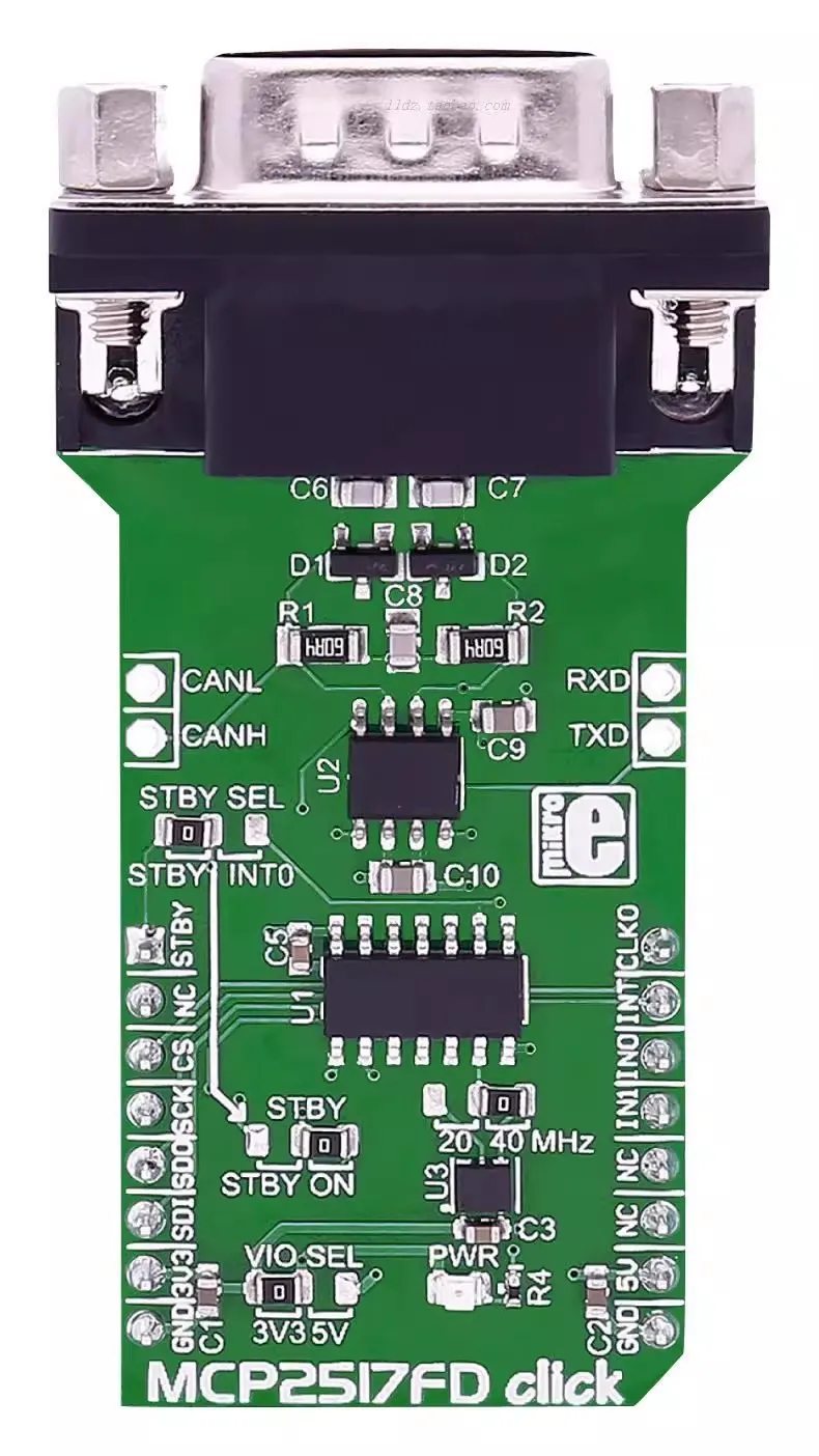 

Spot MIKROE-2379 MCP2517FD клик ATA6563 Модуль проводной CAN-Click