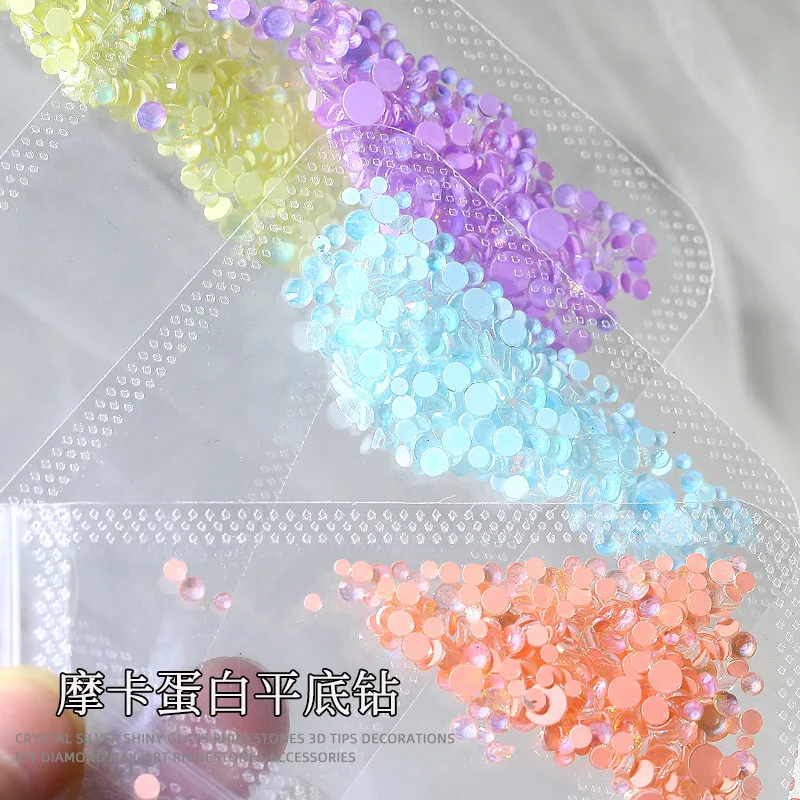 360PCS Mix 1.5-5MM Sparkle Mocha Protein Flatback Round Diamond Crystal Glass Nail Art Rhinestones Decorations Manicure Charms