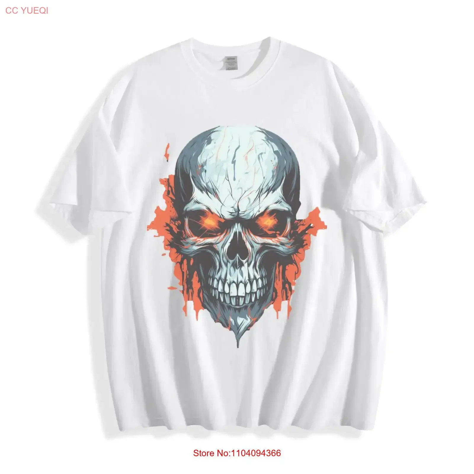 Fierce Inferno Skull T Shirt Glowing Eyes Red Splash Design  vintage Washed Versatile homme Soft Top For Everyday Wear Unisex