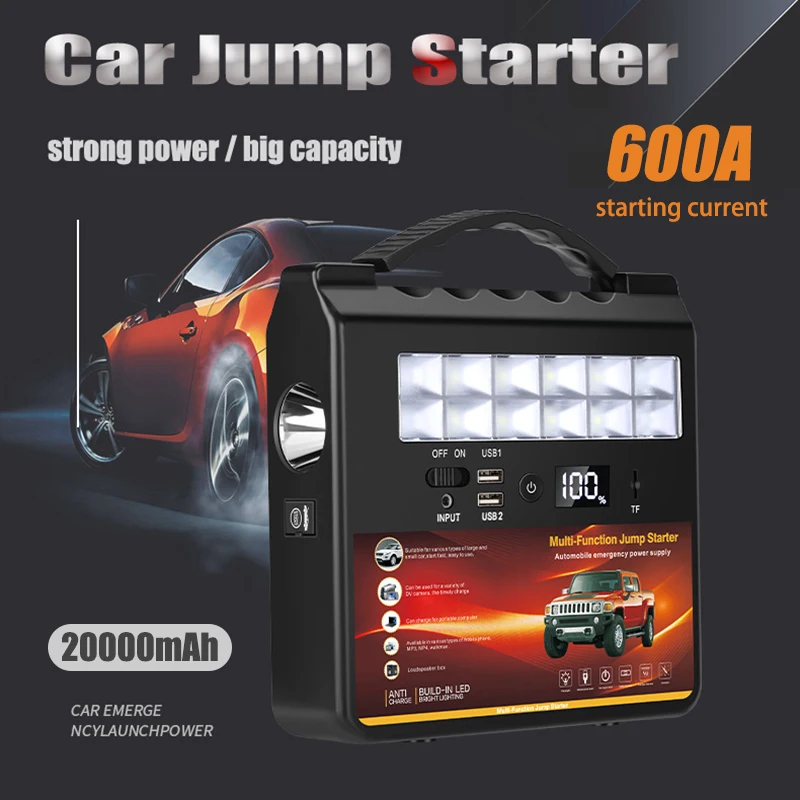 

12V/24V 600A 20000mAh Car Jump Starter Multifunctional Emergency Power Supply Emergency Starter Car Battery Booster Power Bank