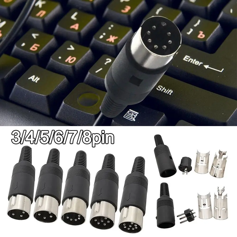 3pin 4pin 5pin 6pin 7pin 8 Pin DIN Male Female Plug Chassis Cable Mount With Plastic Handle Audio AV Connector Adapter