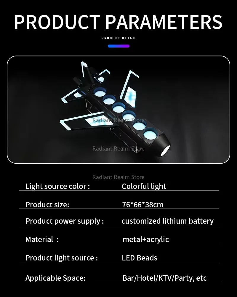 مقدم زجاجة تمجيد الطائرة LED للحفلات الليلية والنوادي الليلية وشريط أكريليك Vip وصينية تقديم الزجاجة #5