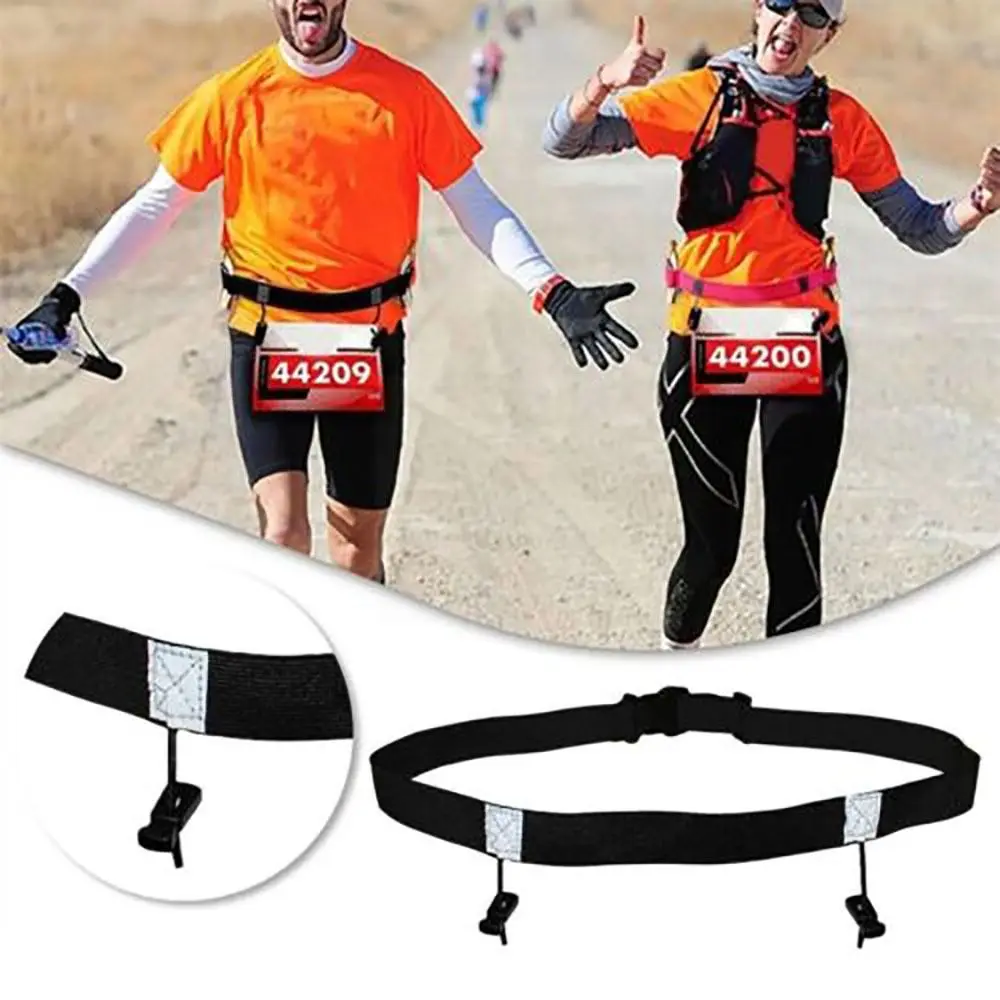 Unisex durável poliéster cintura cinto, ajustável, triatlo, maratona, corrida, corrida, número, número