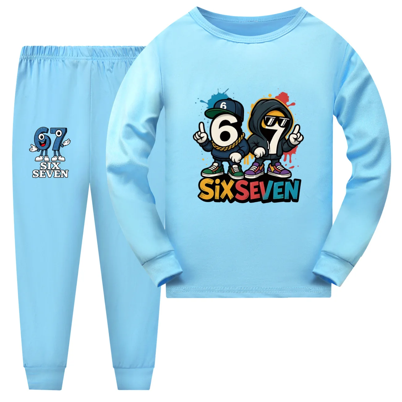 

Kids Clothes Funny Six Seven Brainrot 67 Meme Baby Girls Pajama Set Fashion Boys Long Sleeve Pyjamas Children Sleepwear Suit