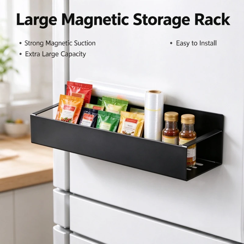 Stocking Stuffers Magnetic Fridge Storage Rack, Household Side Hanging Shelf for Refrigerator Washing Machine, Multifunctional