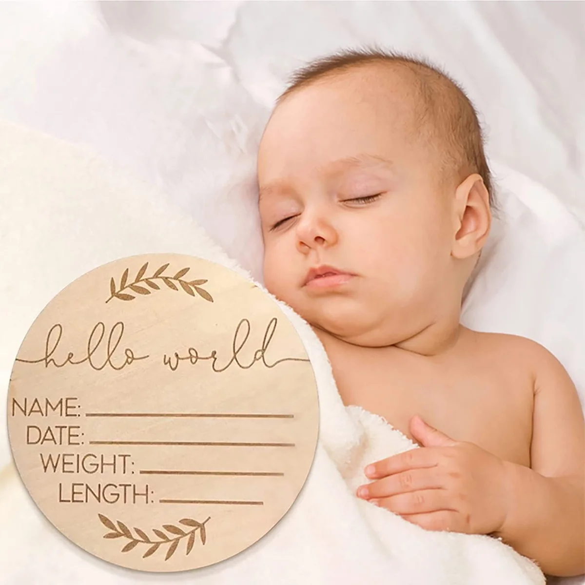 Wooden baby Commemorative plate Children\'s milestone Photo month Wooden chip Newborn month plate