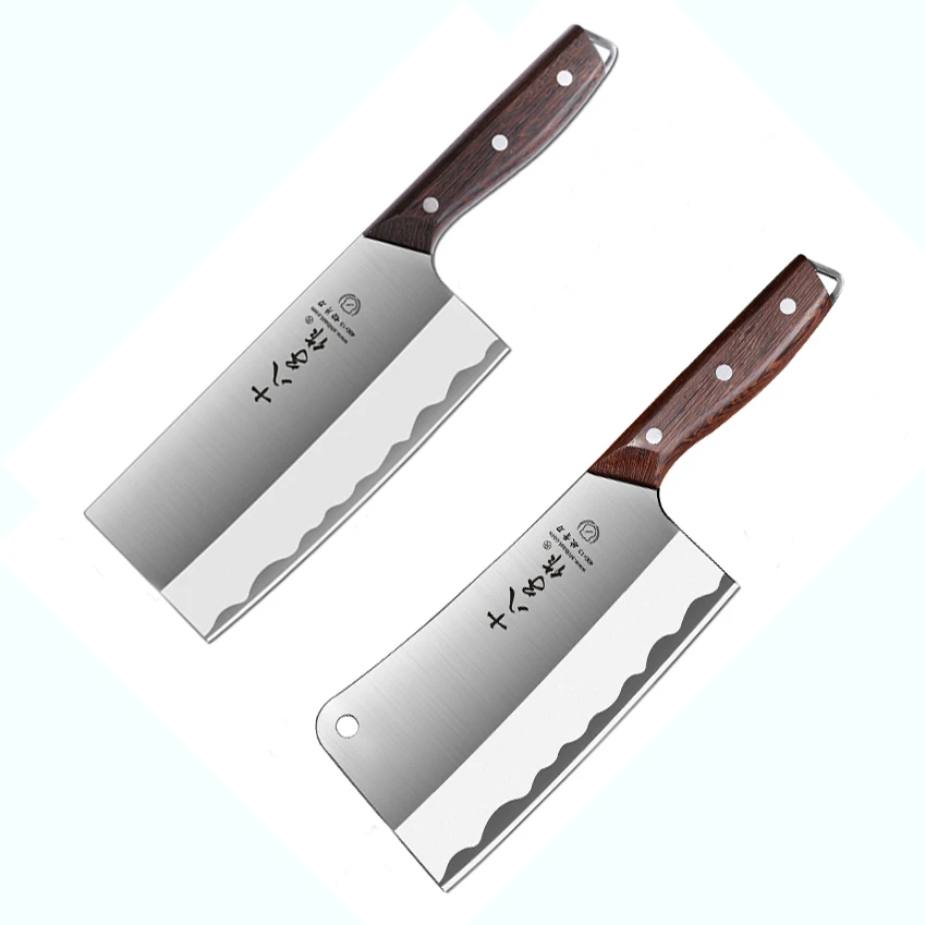 SHIBAZI Professional Chinese Kitchen Chef Knives Meat Fish Slicing Vegetables Cutter Stainless Steel Butcher Cleaver Knives