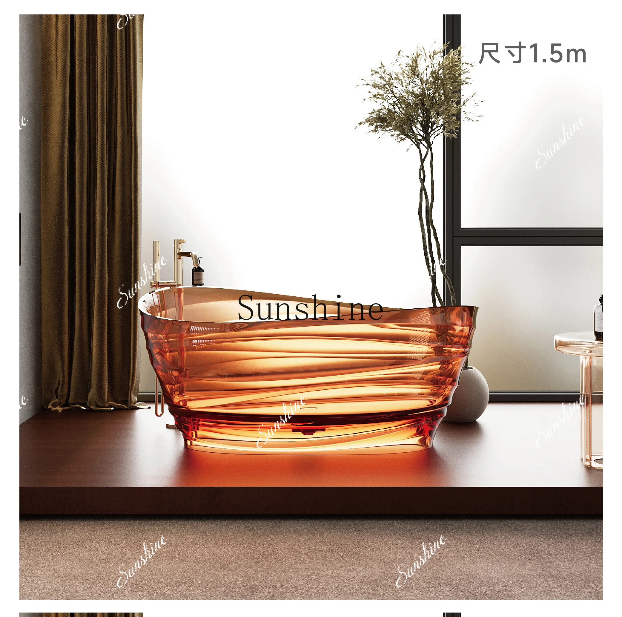 

Family size apartment B & B hotel crystal bathtub art colored resin FT