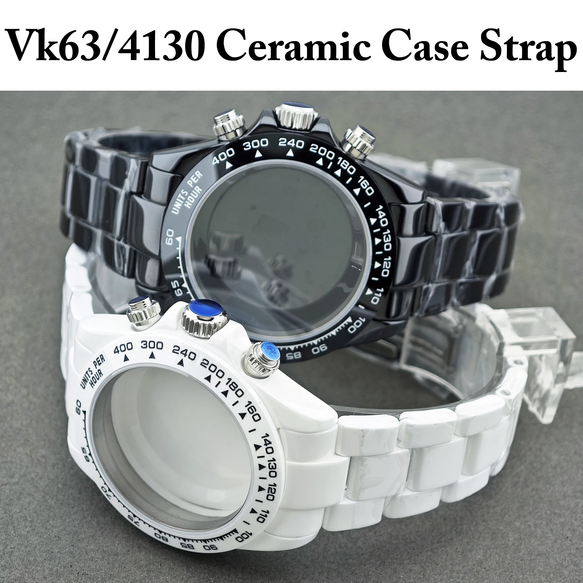 39mm VK63/4130 Case Ceramic Material Sapphire Glass Waterproof Case Compatible with 29mm Dial High Quality Watch Accessories