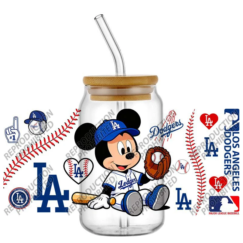 Beliebte Baseball-Sport-UV-Cartoon-Aufkleber, Party-DIY-Aufkleber, 3D-Transfers, UV-DTF-Becher-Aufkleber, 16oz UV-DTF-Becherfolien