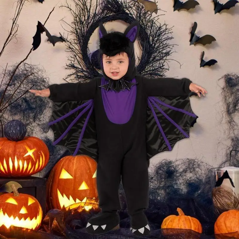 Kombinezon nietoperza ze skrzydłem Halloweenowy kostium diabła z kapeluszem Halloweenowy nietoperz Ubieranka Akcesoria dla D0UB