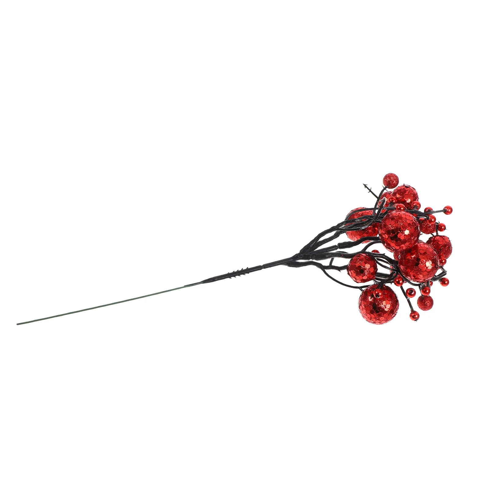 

Artificial Berry Stems Red Branches for Christmas Tree Glitter Holiday Decoration DIY Wreath MaterialsChristmas Twigs