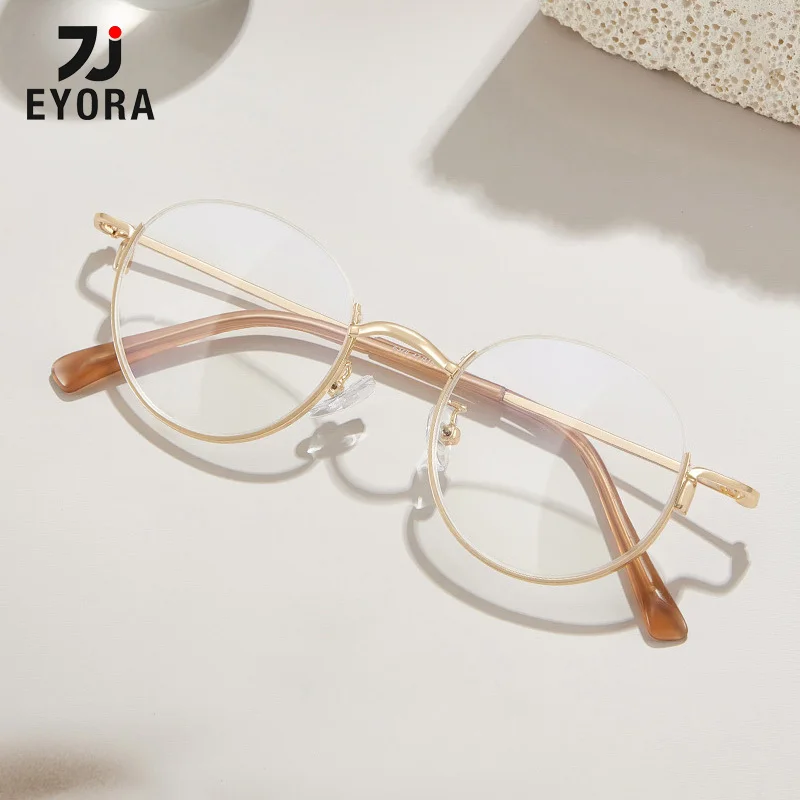 

EYORA Bottom Half-frame Retrol Alloy Reading Glasses Myopia Eyewear Hyperopia Anti Blue Light Progressive Photochromic Eyewear
