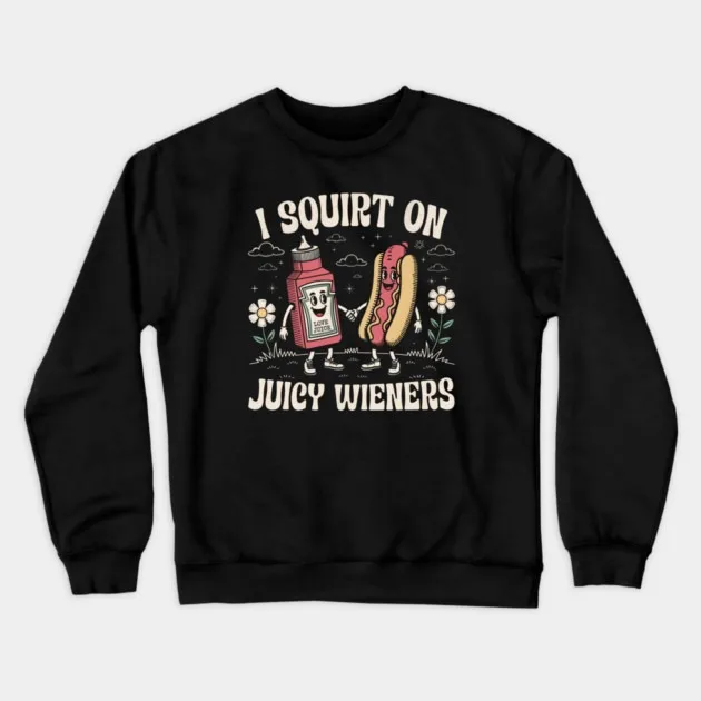

Осенне-зимний стиль Food — Юмор — игривый свитшот с рисунком «Я КВАДРА НА JUICY WIENERS» для модного и тютического образа