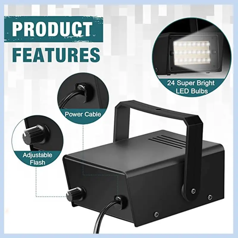 MLGB-4 Pieces Strobe Party Lights, Bright LED Strobe Lights Mini Party Lights Adjustable Flash Speed Control Party Stage