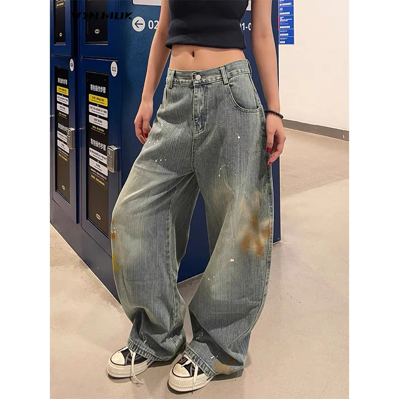 

Women Blue Y2k Baggy Jeans Autumn Harajuku 90s Vintage Boyfriend Denim Trousers Japanese 2000s Style Jeans Pants Oversize Clothe