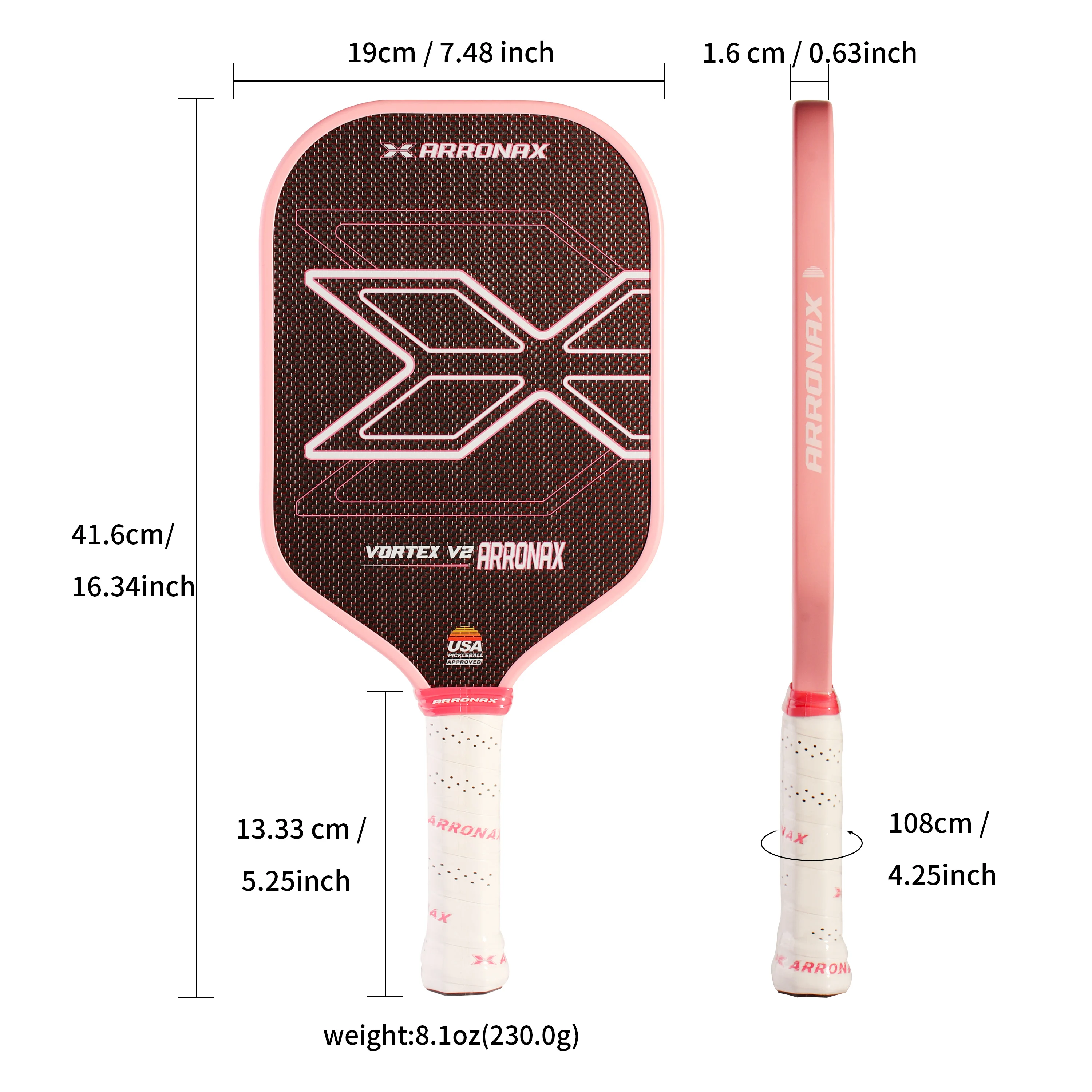ARRONAX USAPA Approved Pickleball Paddle Carbon Friction Surface with Polypropylene Honeycomb Core for Outdoor Training Sport - Image 6
