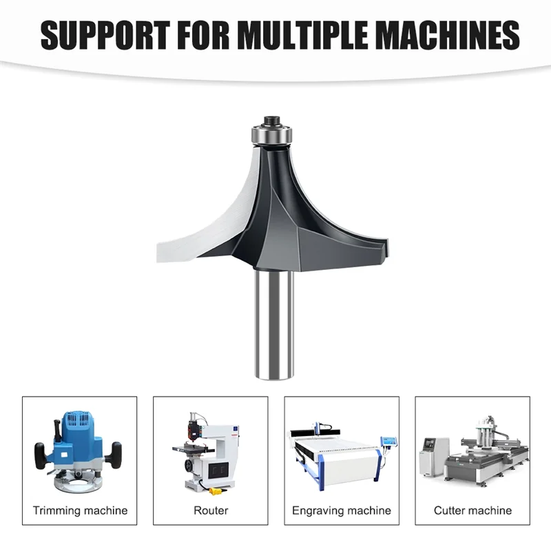 

AB46-12Mmx2-1/2 Shank Corner Round Over Router Bit With Bearing Carbide Milling Cutter Woodworking Tools
