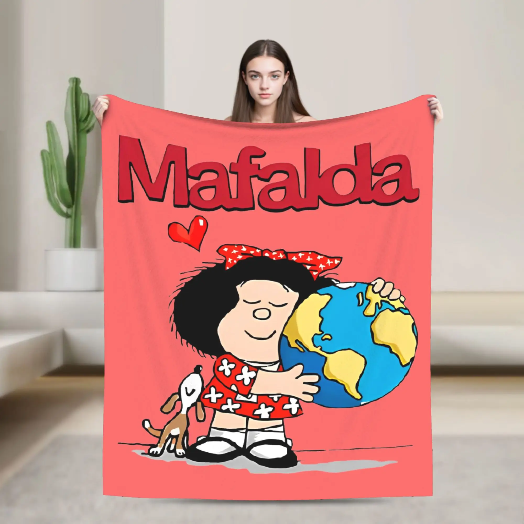

Mafaldas Flannel Blankets Comics Book Power Novelty Throw Blanket for Home 200x150cm Plush Thin Quilt,
