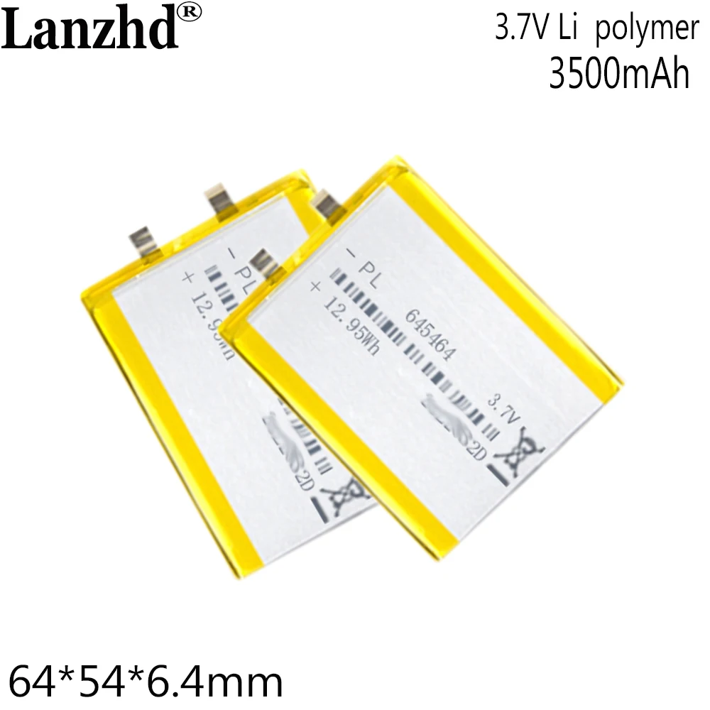 3.7V 3.8V Li Polymer Lithium Battery For wireless charging medical device 645464 645565 Lithium battery 3500mAh