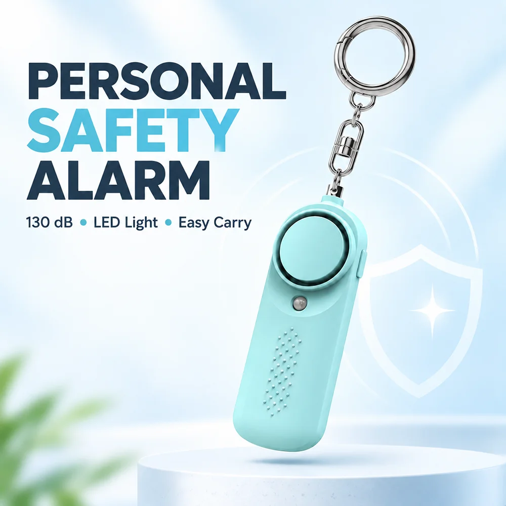 Loud Emergency Alarm Keychain 130dB, Pull Pin Safety Siren LED Light, Personal Alert Device For Elderly Kids