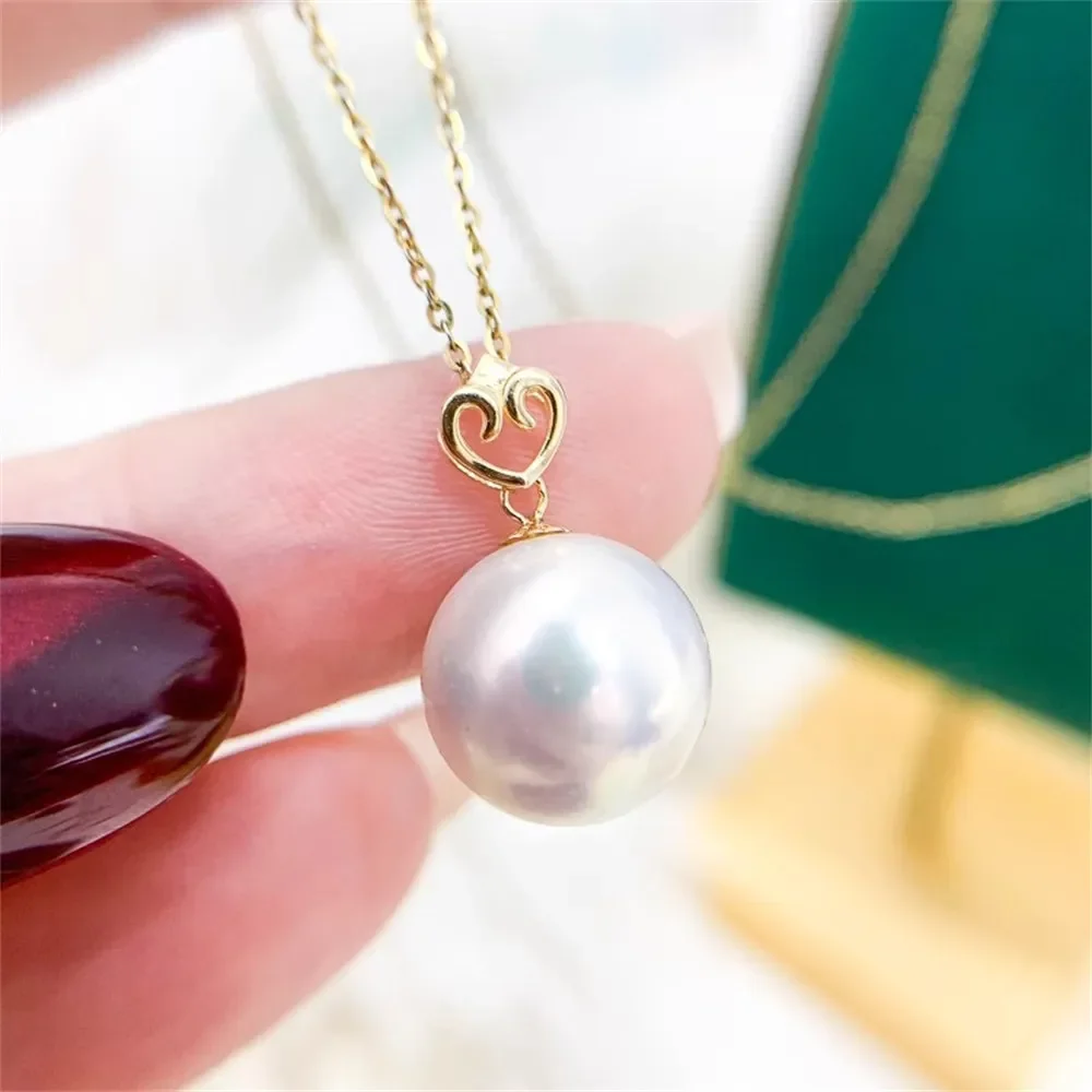 

DIY Pearl Accessories G18K Yellow & White Gold Pendant Empty Tray Fashion Necklace Pendant Female Fit 9-13mm Beads G017