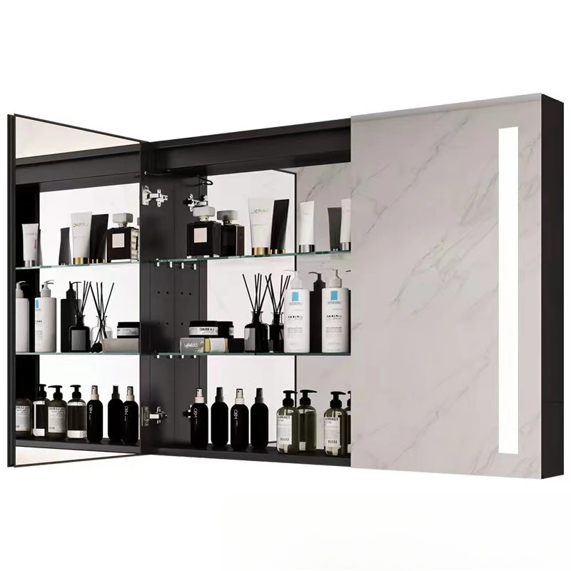 

Aluminum alloy mirror cabinet Aluminum alloy smart mirror cabinet Defogging with lamp Moisture-proof mirror Bathroom