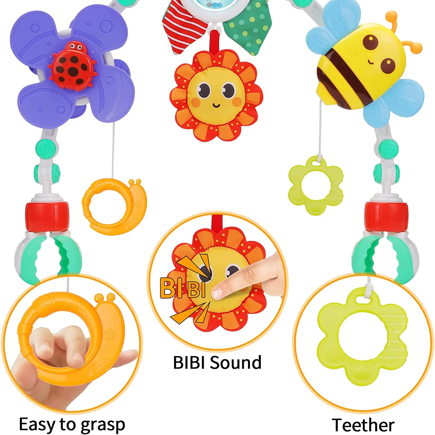 Baby Crib Bell Toy Comfort Pendant Trolley Hanging Bells Educational Toys Newborn Rattles Plush Stroller Cartoon 0-24 Monthsl