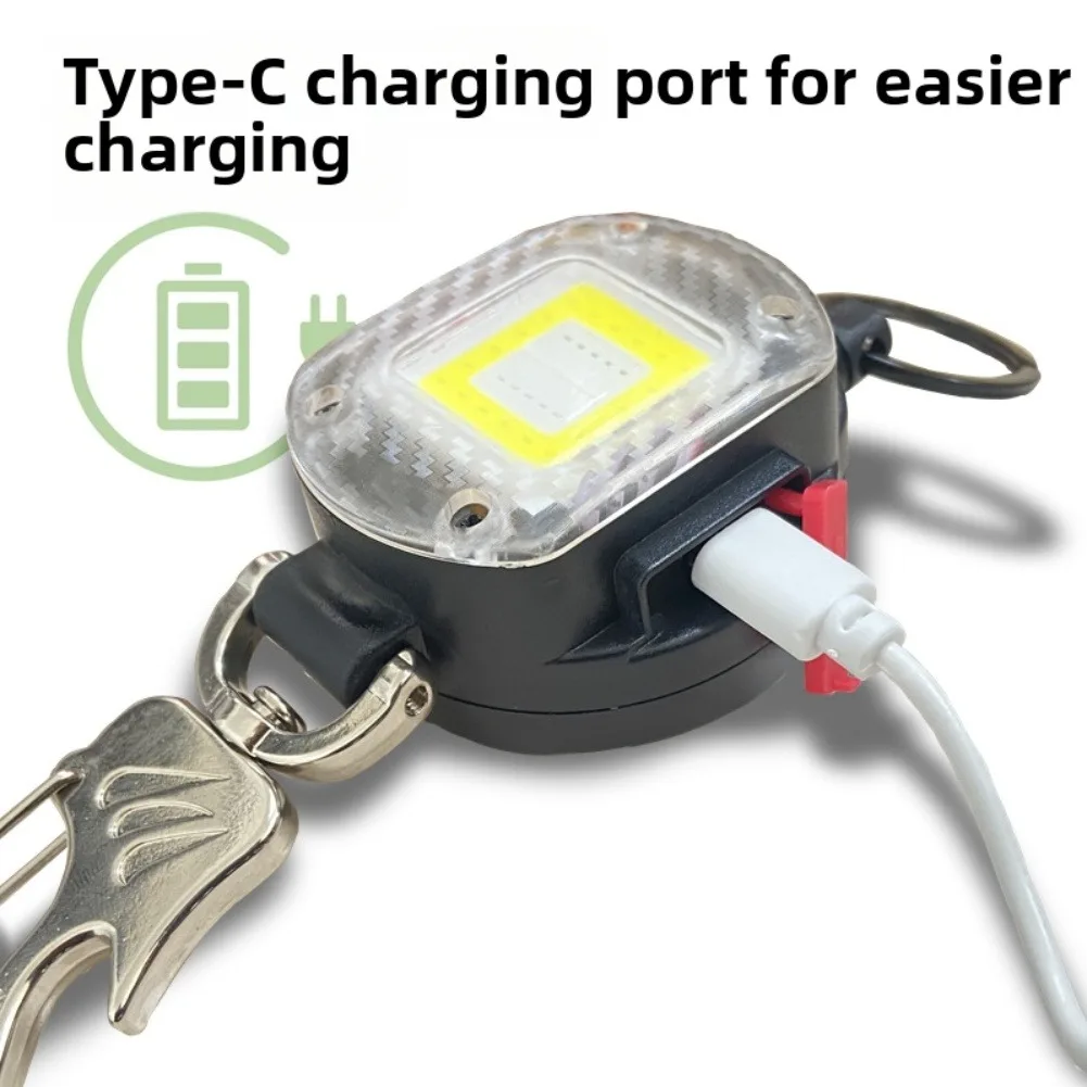 سلسلة مفاتيح قابلة للسحب مصباح ليد جيب 300 لومينز ضوء العمل التخييم مع حلقة رئيسية LED سلسلة المفاتيح الخفيفة العمل #4