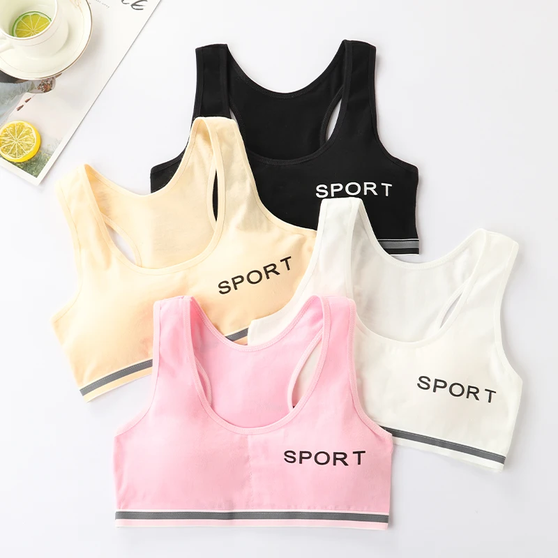 Girls' Underwear - Cotton Wire-Free Bras for Pre-Adolescent Girls (12-16 Years Old), Suitable for Middle and High School Student