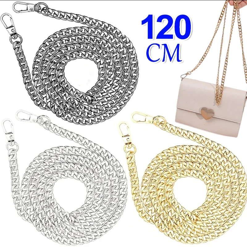 Metal Aluminum Bag Chain Strap, Punho, Ombro, Crossbody Handbag, DIY Metal Substituição Cadeias, Saco Peças, Presentes, 120cm