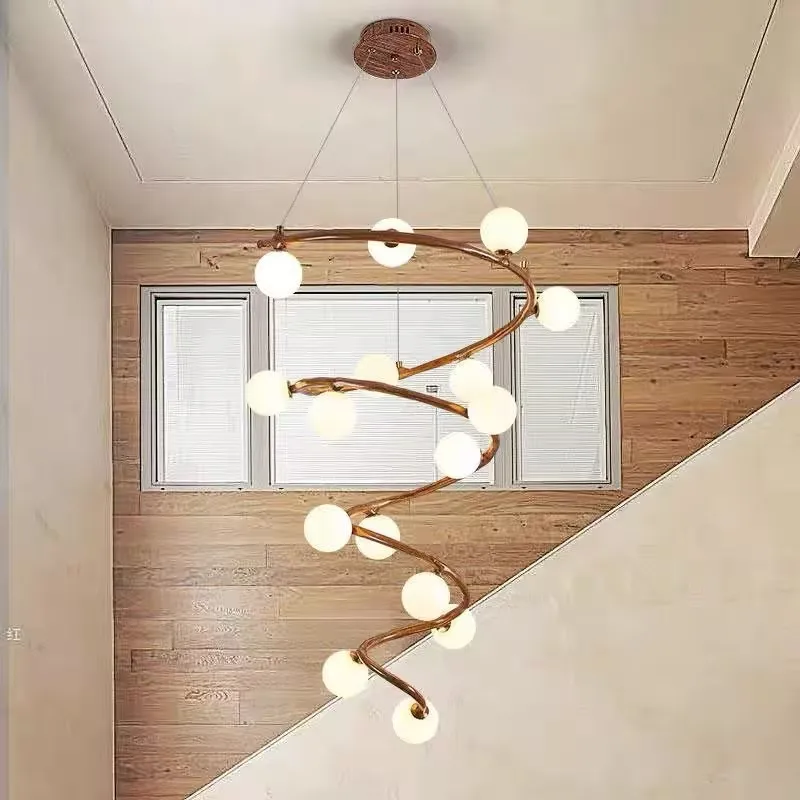 Wind duplex living room tree lamp villa dining room building middle floor creative high household Chinese cream wind chandelier