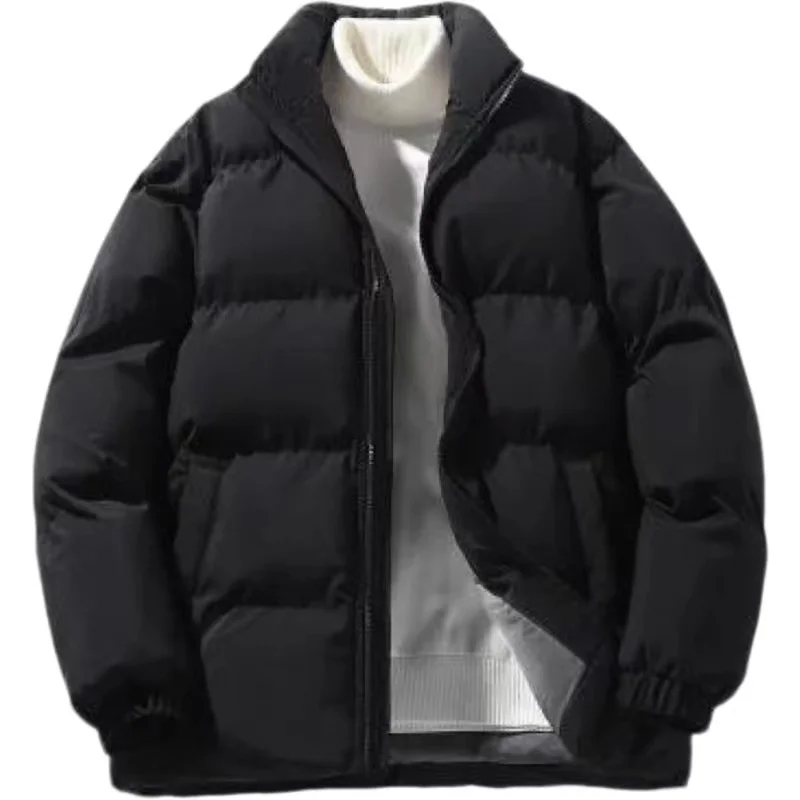 2025 Man Parka New Solid Color Fashion Winter Warm Casual And Comfortable Double Pocket Zipper Style Cotton Jacket