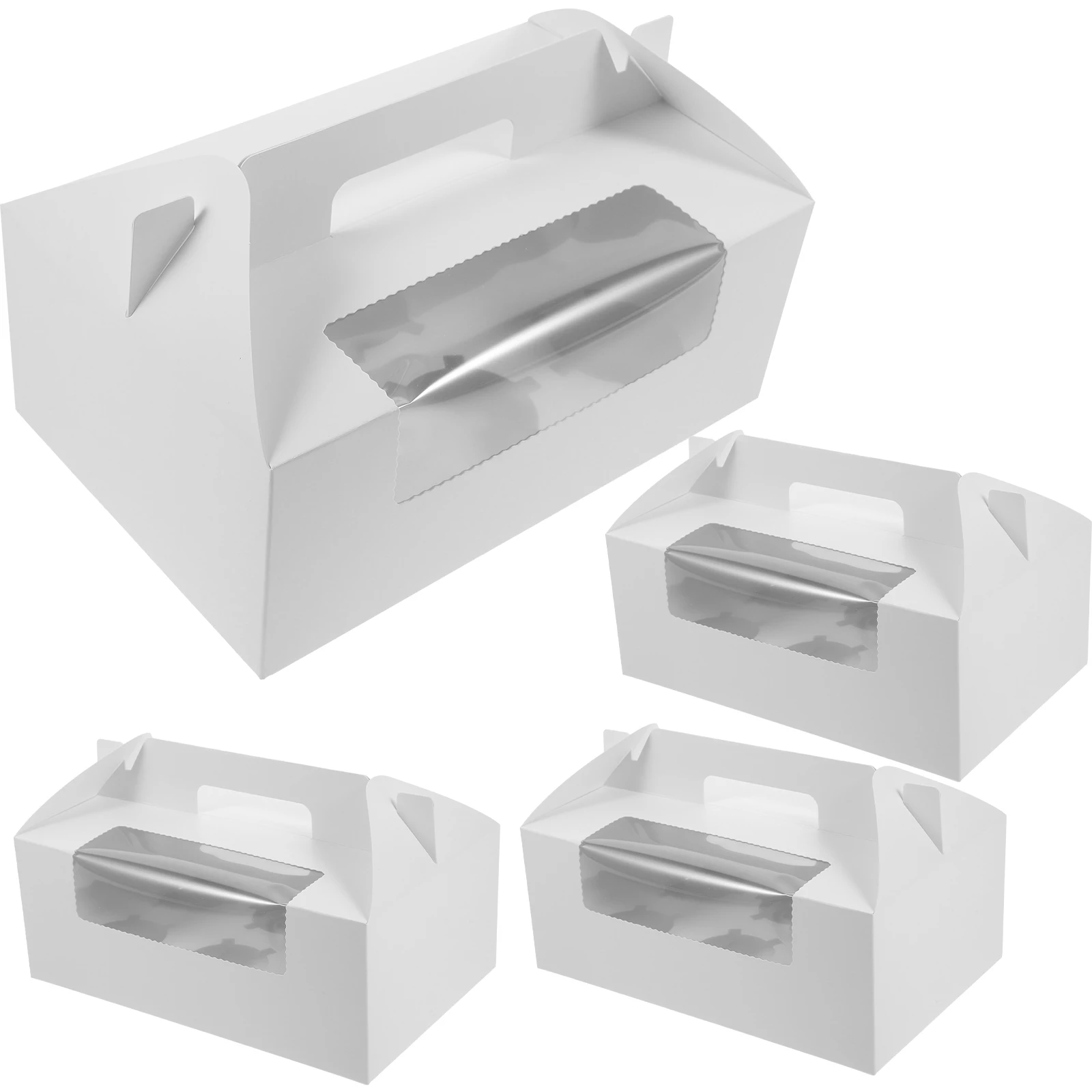 

4 Pcs Sweet Dessert Packaging Boxes Small Transparent Cupcake Muffin Bread Chocolate Containers Bakery Donut Paper Gift Box