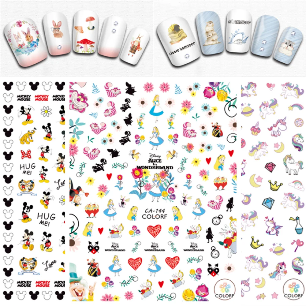 1 sheet Cartoon Disney Mickey Mouse 3D Nail Art Stickers Nail Decals for Nails Manicure fashion Design DIY Happy Accessories