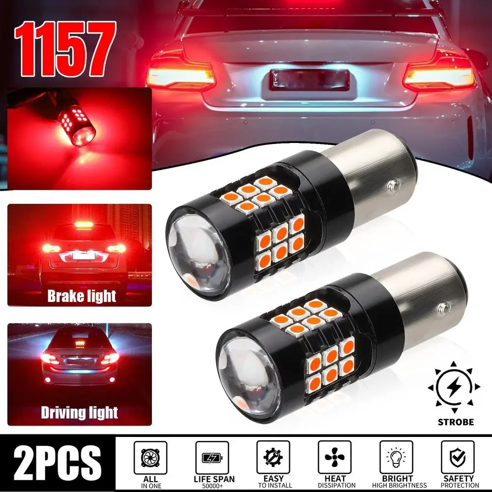 

2pcs Car Led Light Bulb 1157 30smd 3030 Strobe Light Flashing Brake Stop Tail Lamp Safety Warning Bulbs