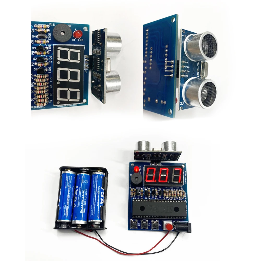 diy electronic Ultrasonic Rangefinder Kit alarm HC-SR04 Reversing radar diy soldering project 51 MCU(no battery)