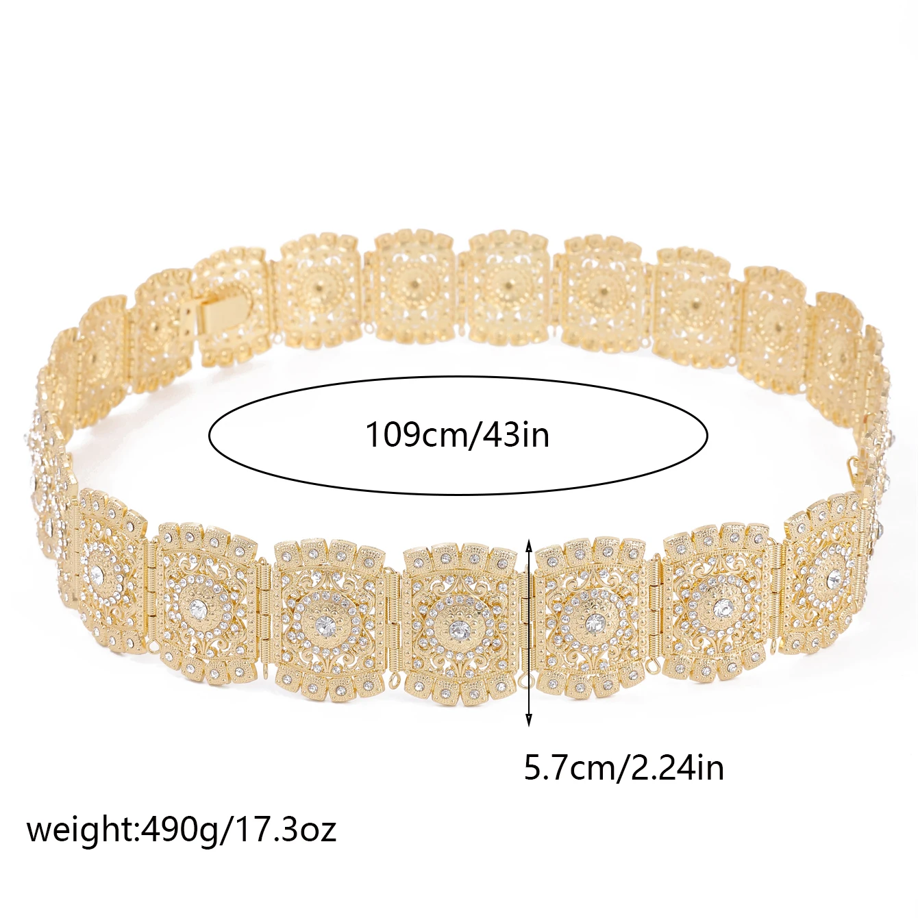 An Ornate Rhinestone-encrusted Gress Waist Accessories Arab Woman Body Chain French Retro Bridal Belt Adjustable Length