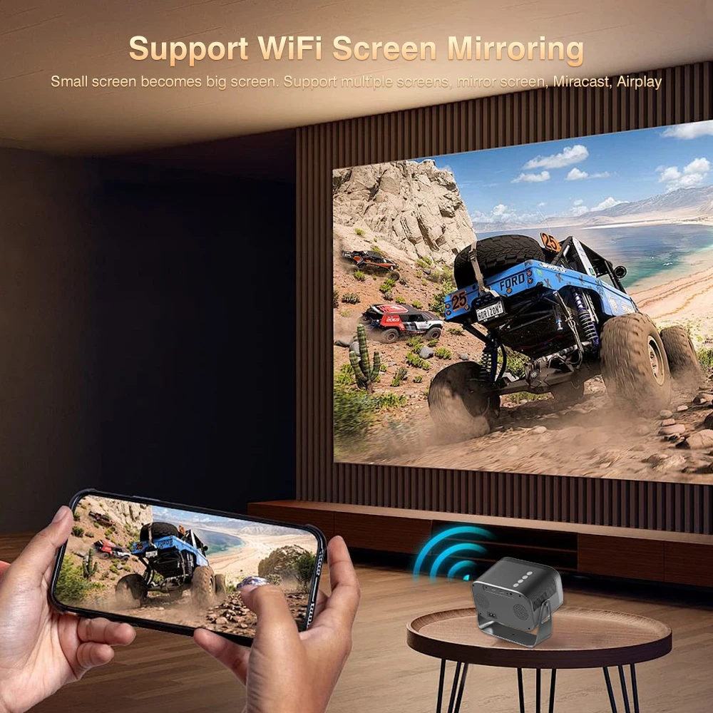 Touyinger L081mini Portable 360° Rotating Projection Android 11 Dual-band Wi-Fi 6 Support 4K 1080P Home Theater Projector