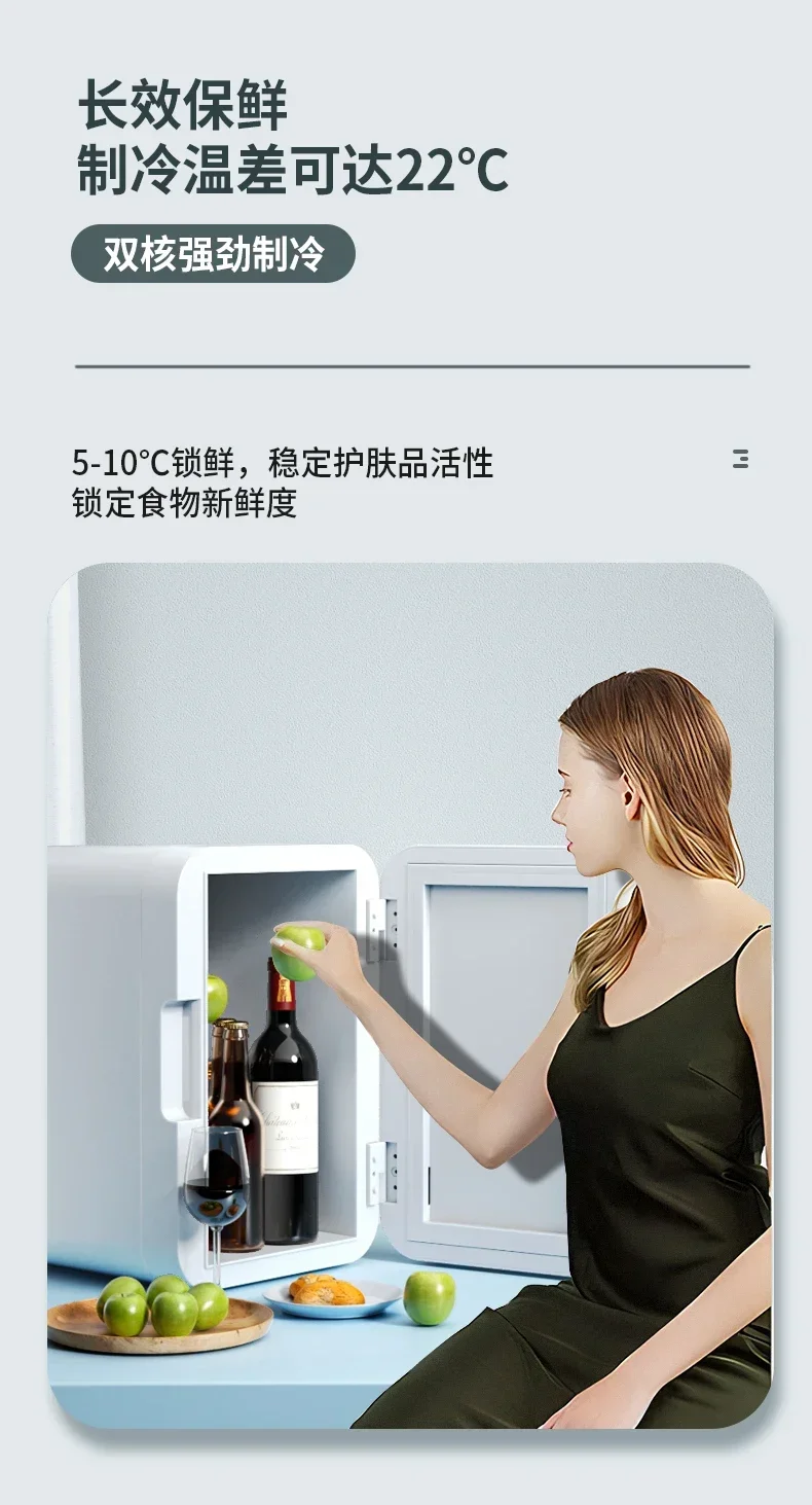 12V/220V Mini Portable Refrigerator New Model for One Person, Compact & Small Size, Ideal for Dorm/Home/Milk Cooling/Car