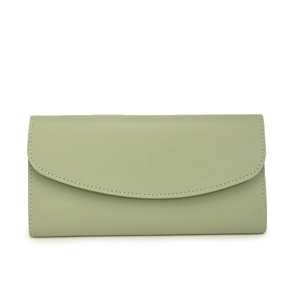 Elegant PU Leather Long Wallet Solid Color Foldable Card Holder Soft Multi Card Slot Trifold Purse for Men and Women