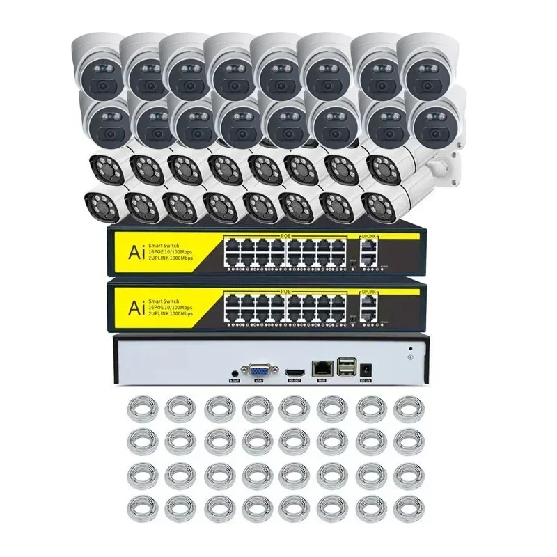 

OEM HIK 5MP 8MP 4K Полноцветная купольная турель Bullet 32CH PoE NVR Комплект видеонаблюдения IP CCTV Система сетевой камеры безопасности