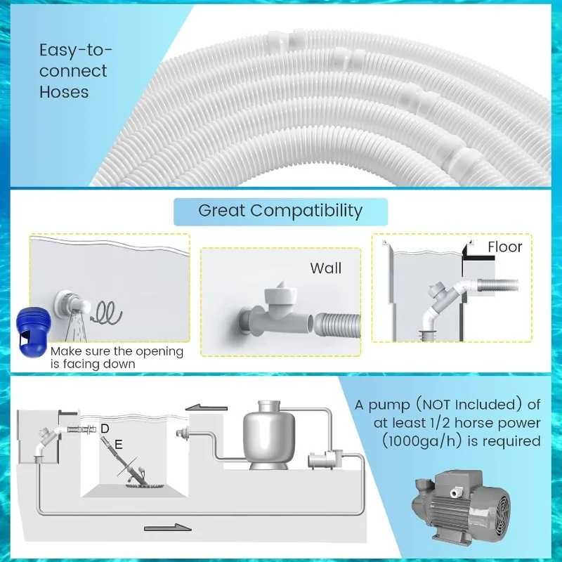 Goplus Ulepszony Automatyczny Odkurzacz do Basenu, Odkurzacz z Przedłużkami 10 x 3,3 FT i Dyskiem z 36 Łopatkami