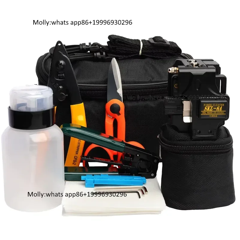 FTTH Tool Kit 12 Pieces Optical Fibre Cleaver SKL-8A Cable Cutting Cutter CFS-2 Stripper Leather Wire Stripper